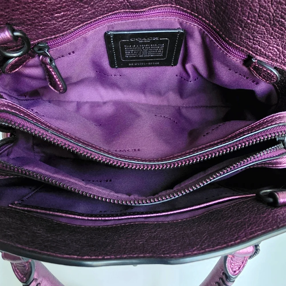 Coach Mercer 24 Star Rivets Metallic Purple